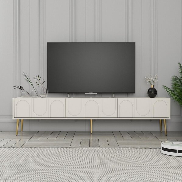 TV stolek/skříňka Bipemu 3 (krémová + zlatá)