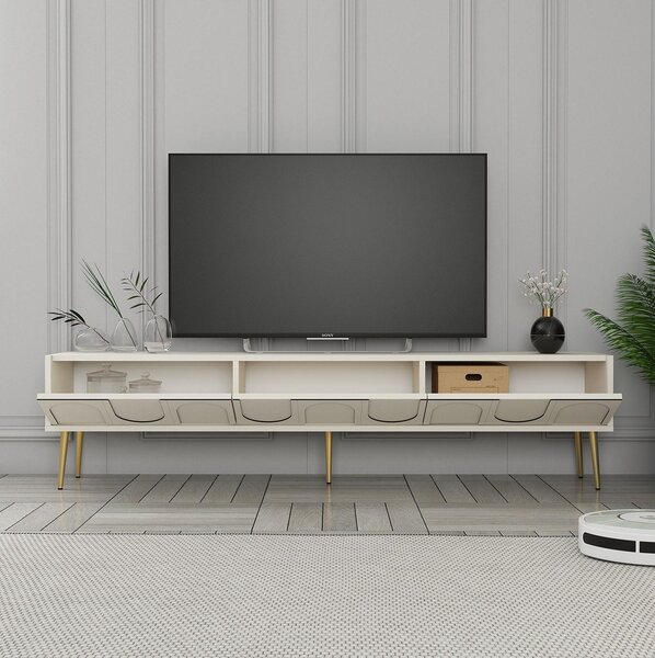TV stolek/skříňka Bipemu 3 (krémová + zlatá)