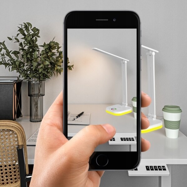 LED RGBW Stmívatelná stolní lampa s bezdrátovým nabíjením LED/7W/5V USB bílá