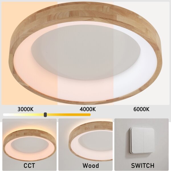 Brilagi-LED Strop. svítidlo FALCON WOOD LED/40W/230V 3000/4000/6000K 60 cm dřevo