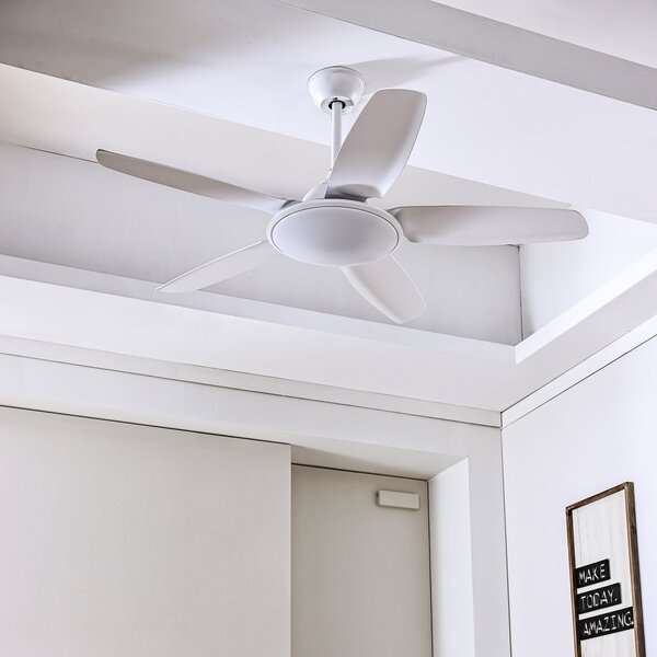 Stropní ventilátor Divian s LED osvětlením, bílý, DC, tichý, CCT – Lucande Lucande, Divian, Bílá, Obývací pokoj, Kov, Moderní