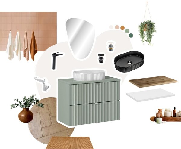 Comad Závěsná koupelnová skříňka Line Reed Green D 81-30-1D zelená