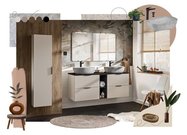 Comad Závěsná skříňka Adele Cashmere s deskou 60 cm kašmírová/dub evoke