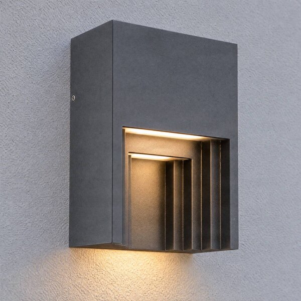 Lindby LED venkovní nástěnné svítidlo Aurali, 1 svítidlo, černé, IP65, Černá, Hliník, Moderní
