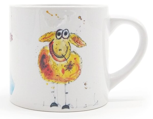 Porcelánový hrnek Srdeční záležitost Ptáčci a ovečka, bílý, český design, 200 ml