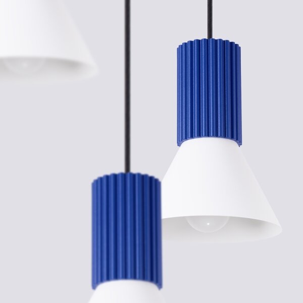 Sollux SL.1875 - Lustr na lanku ESTRIA 3xE14/10W/230V pr. 30 cm modrá