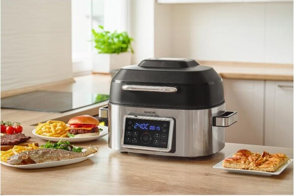 Sencor - Multifunkční horkovzdušná fritéza a gril 1660W/230V 6 l m. chrom/černá