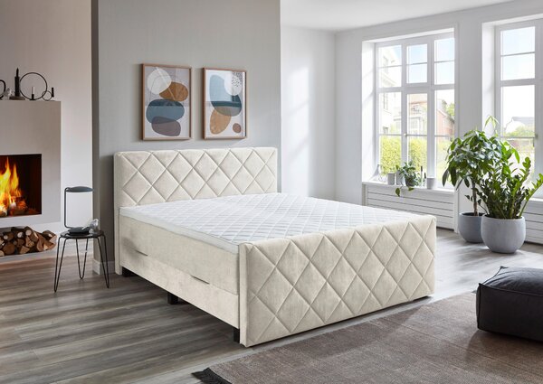 POSTEL BOXSPRING, 180/200 cm, krémová home24 - Postele s úložným prostorem, Online Only
