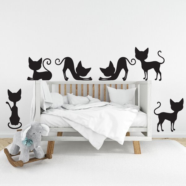 Kočky - samolepky na zeď Barevná varianta: černá