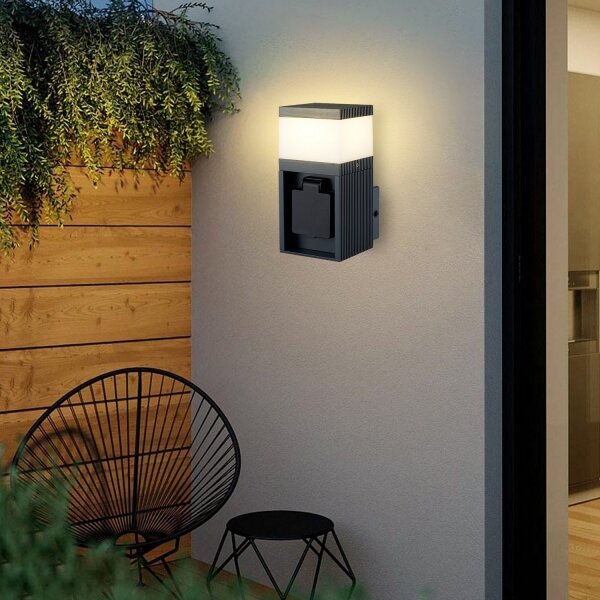 Brilagi - Venkovní lampa se zásuvkou SCHUKO PILLAR 1xG9/11W/230V IP44 antracit