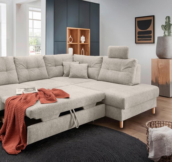 ROHOVÁ SEDAČKA, textil, béžová Livetastic - Sedací soupravy, Online Only
