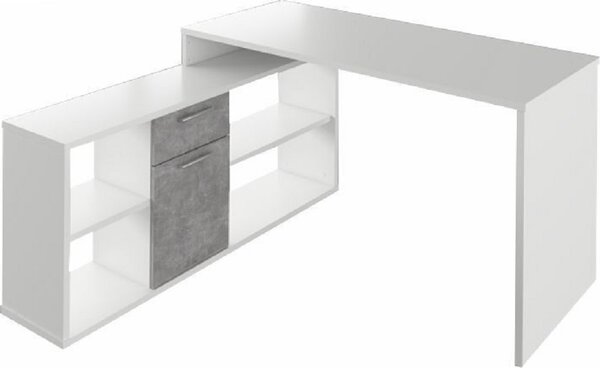 Tempo Kondela Rohový psací stůl NOE NEW, bílá/beton