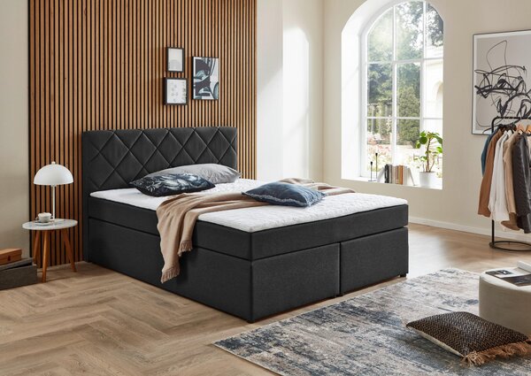 POSTEL BOXSPRING, 140/200 cm, antracitová Boxxx - Jednolůžkové postele, Online Only
