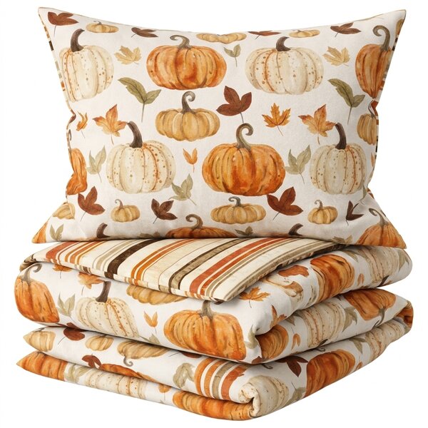 Flanelové povlečení PUMPKINS & STRIPES barevné Rozměr povlečení: 70 x 90 cm | 140 x 200 cm
