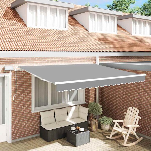 Rám markýzy s LED pásovými světly Bílá 350 x 250 cm Hliník