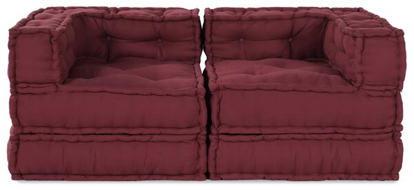 Modulová pohovka 2 pcs Bordó 140 x 70 x 56 cm Textil