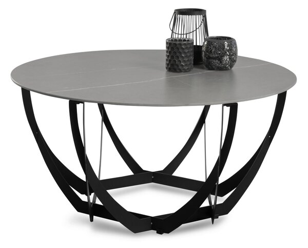 KONFERENČNÍ STOLEK, šedá, černá, kov, kámen, 80/80/40 cm Xora - Konferenční stolky, Online Only
