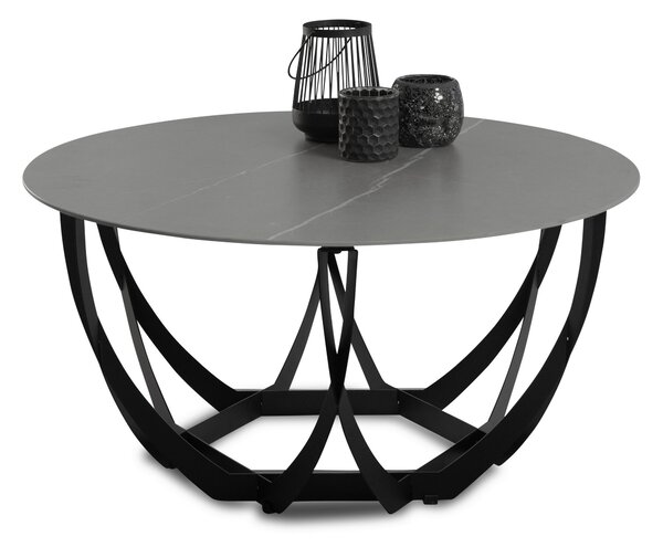 KONFERENČNÍ STOLEK, šedá, černá, kov, kámen, 80/80/40 cm Xora - Konferenční stolky, Online Only