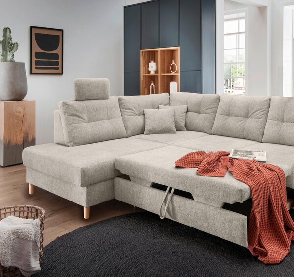 ROHOVÁ SEDAČKA, textil, béžová Livetastic - Sedací soupravy, Online Only