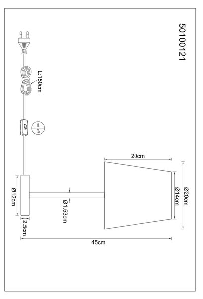 STOLNÍ LAMPA, 20/45 cm Globo - Online Only svítidla, Online Only