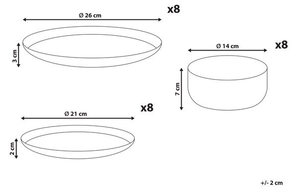 Sada 24 kusů nádobí AMCHUR Porcelán Bílá/Modrá