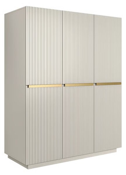 Šatní skříň Nicole 150 cm se zásuvkami - kašmírová / zlaté úchytky