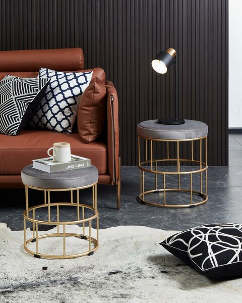 Eglo LIVING Taburet šedá/zlatá 2 ks MASHIKE 424017