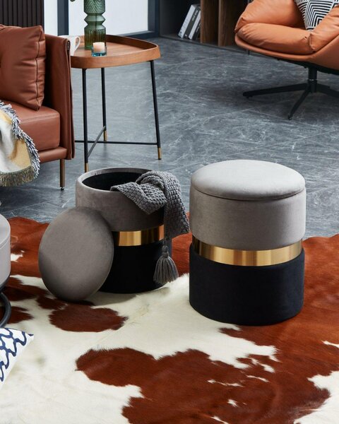 Eglo LIVING Taburet šedá/zlatá/černá 2 ks MASHIKE 424021