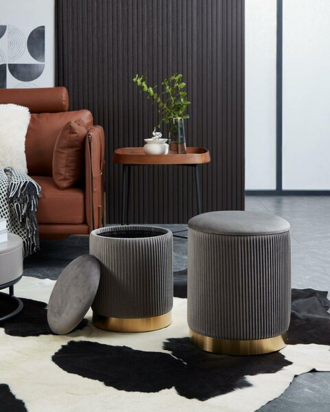 Eglo LIVING Taburet šedá/zlatá 2 ks MASHIKE 424023