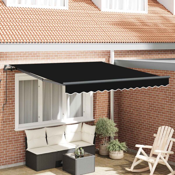 Stahovací markýza Černá 300 x 250 cm Polyester a hliník