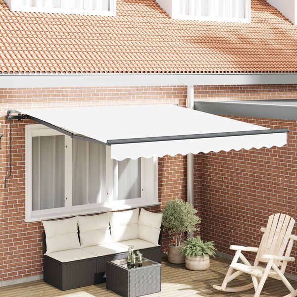 Stahovací markýza Bílá 300 x 250 cm Polyester a hliník