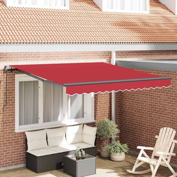 Stahovací markýza Červená 300 x 250 cm Polyester a hliník