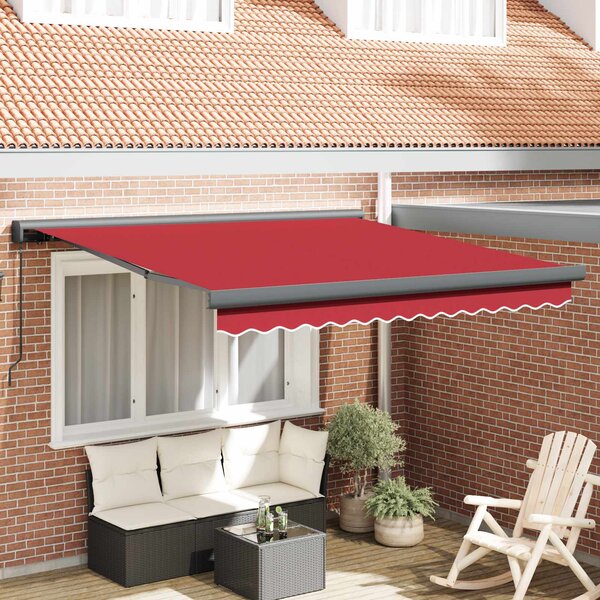 Stahovací markýza Červená 300 x 250 cm Plátno a hliník