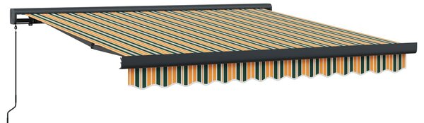 Stahovací markýza Zelená a žlutá 300 x 250 cm Plátno a hliník