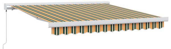 Stahovací markýza Zelená a žlutá 300 x 250 cm Plátno a hliník