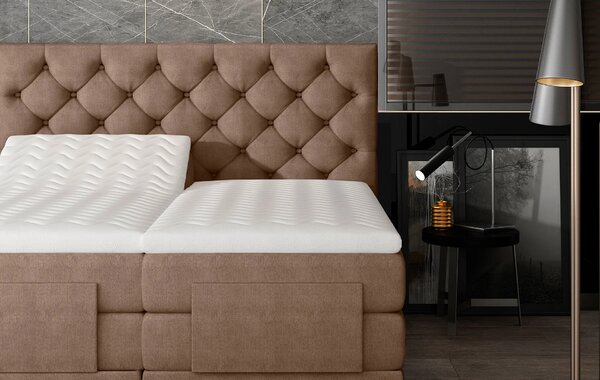 Boxspringová polohovací postel 140x200 LIVANO - béžová