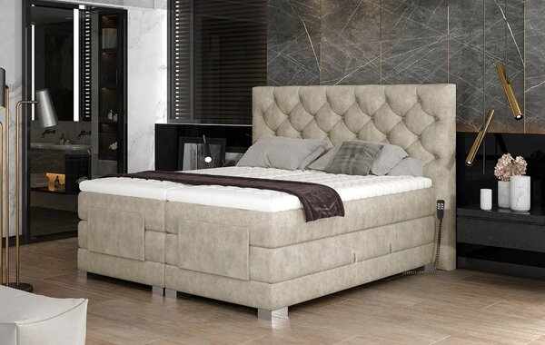 Boxspringová polohovací postel 140x200 LIVANO - béžová