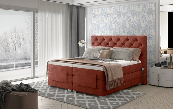 Luxusní polohovací postel 140x200 LIVANO - červená