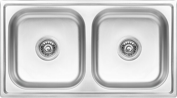 Kuchinox Standard, 2-komorový nerezový dřez 780x430x195 mm, drážkovaný dekor, ocelová, LAV-SKS_320T
