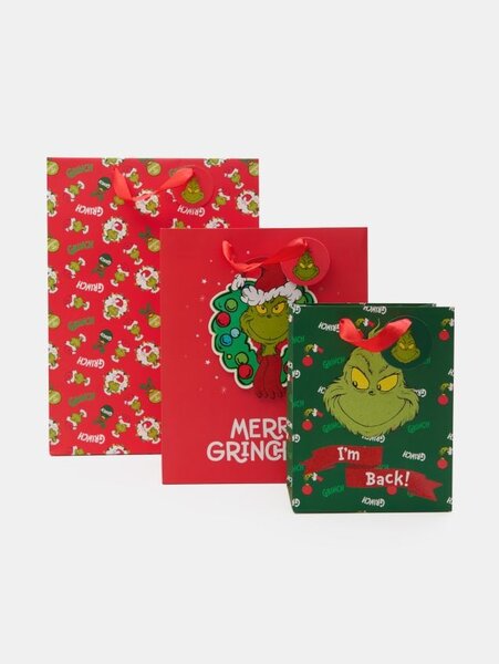 Sinsay - Vánoční dárkové tašky Grinch 3 ks - vícebarevná