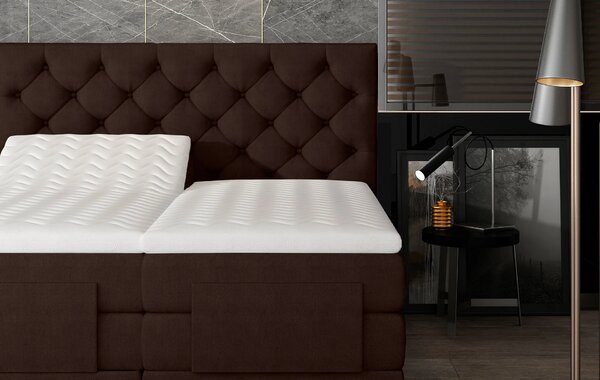 Boxspringová polohovací postel 140x200 LIVANO - tmavě hnědá