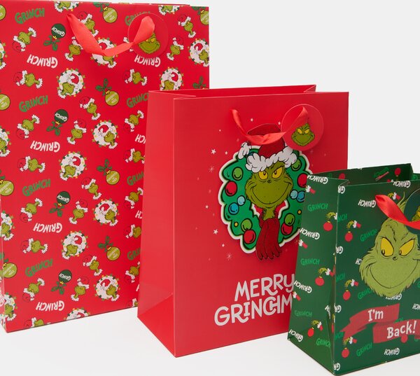 Sinsay - Vánoční dárkové tašky Grinch 3 ks - vícebarevná
