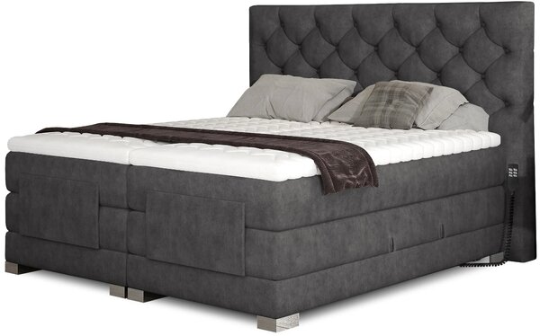 Boxspringová polohovací postel 140x200 LIVANO - tmavě šedá