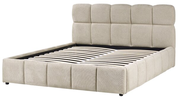 Postel s úložným prostorem NOYON Tkanina Taupe 160 x 200 cm