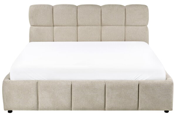 Postel s úložným prostorem NOYON Tkanina Taupe 160 x 200 cm