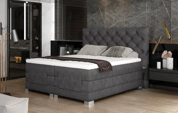 Boxspringová polohovací postel 140x200 LIVANO - tmavě šedá