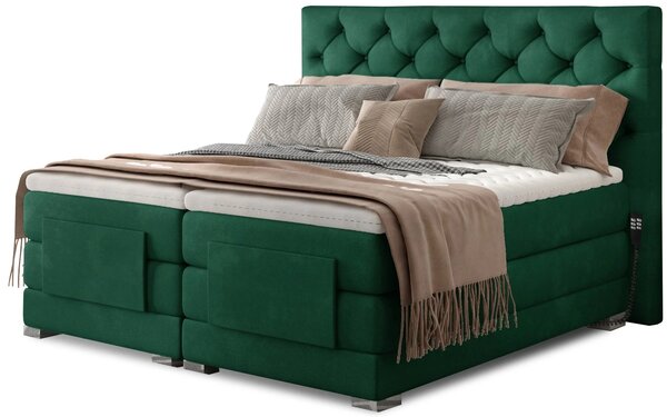 Boxspringová polohovací postel 140x200 LIVANO - láhvově zelená