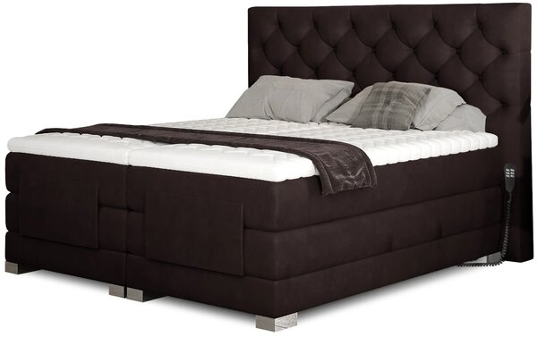 Boxspringová polohovací postel 140x200 LIVANO - tmavě hnědá
