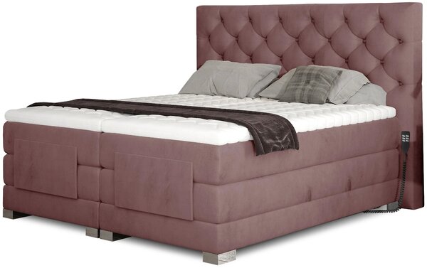 Luxusní polohovací postel 140x200 LIVANO - světle růžová