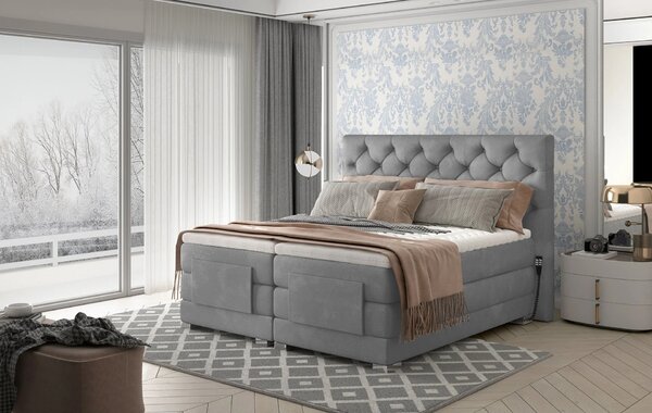 Boxspringová polohovací postel 140x200 LIVANO - popelavá